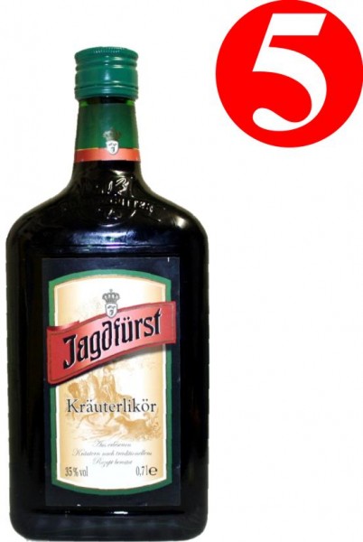 5x Hunting Prince herbal liqueur 35% vol. 0.7 Litre bottle