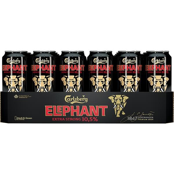 24x 0,5L cans Carlsberg Elephant Beer extra strong strong beer 10.5% Vol EINWEG