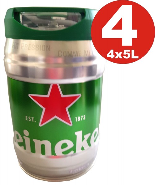 4 x Heineken beer barrel 5L DraughtKeg 5% vol.