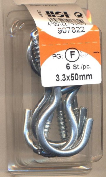 Bent galvanised screw hooks