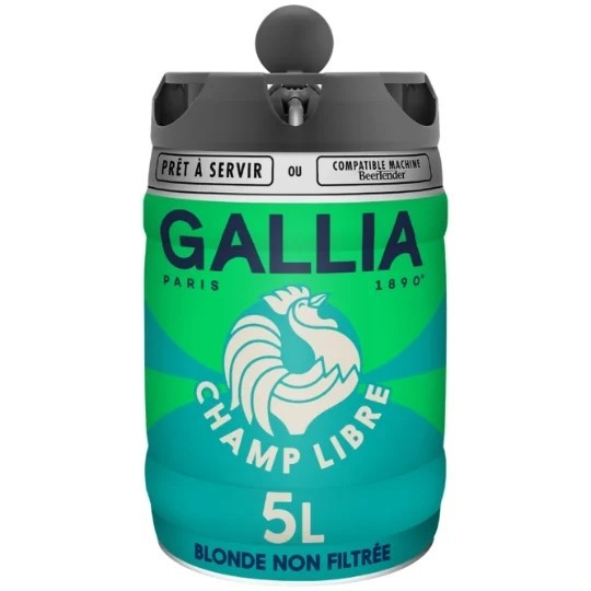 Gallia-Paris Blonde Non-Filtered Beer 5.8 oz. Pressure 5L Disposable Party Keg