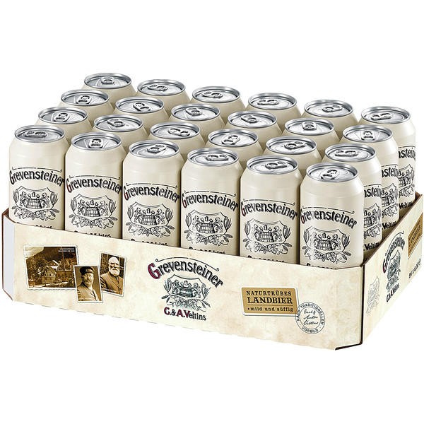 2 x 24x0.5L cans of Grevensteiner Original Country Beer, naturally cloudy 5.2% Vol_ one-way deposit
