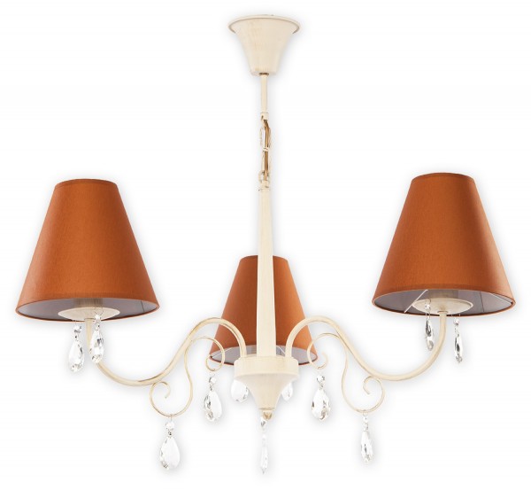Lemir Velio aba?ur chandelier 3 flames / brown + antique white steel shade: textile
