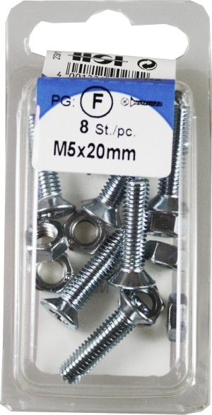 Threaded bolts with nuts M5x20mm