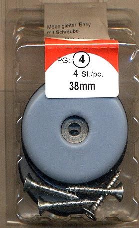 4 piece furniture slider Teflon 38 mm with screw
