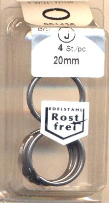 4 pcs stainless steel key rings 20mm