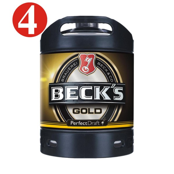 4 x Becks Gold beer keg Perfect Draft Gold 6 liter barrel 4.9 my