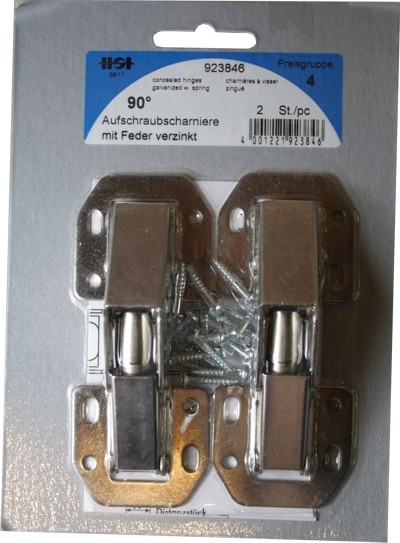 Screw-on hinges with spring galvanized 90?