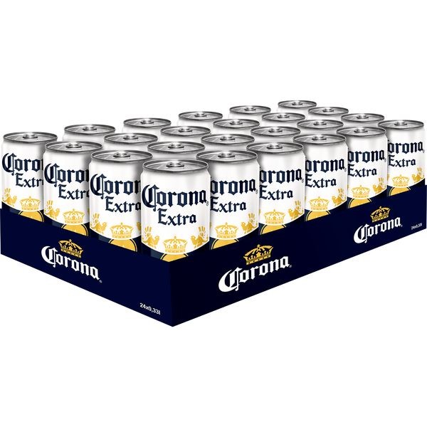 24 Corona Extra cans with 0.33L beer 4.5% alcohol inc. € 6.00 one-way deposit