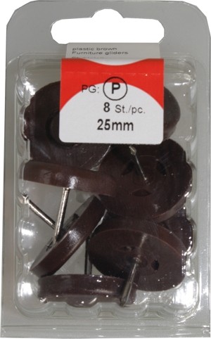 Chair glides plastic Brown 25 mm