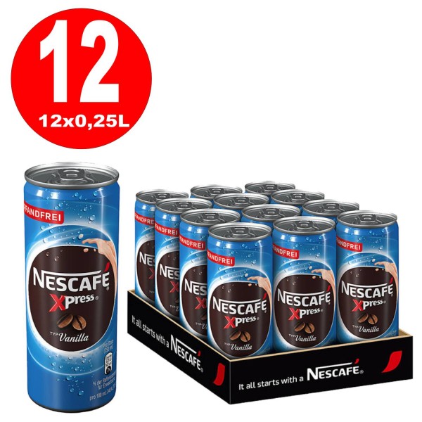 12 x Nescafe Xpress Vanilla 0.25L can free of charge