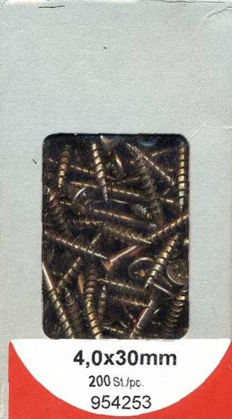 200 pcs Chipboard Screws Pozi 4.0 x 30mm chromated