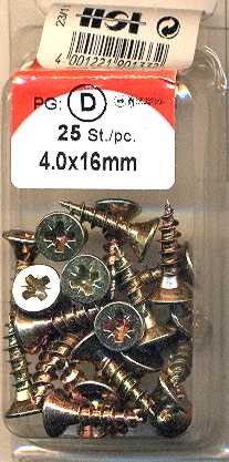 25 pcs Chipboard Screws Pozi 4.0 x 16mm chromated