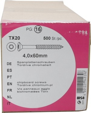 Chipboard screws gate drive chromated 4, 0 x 60 mm HW 500