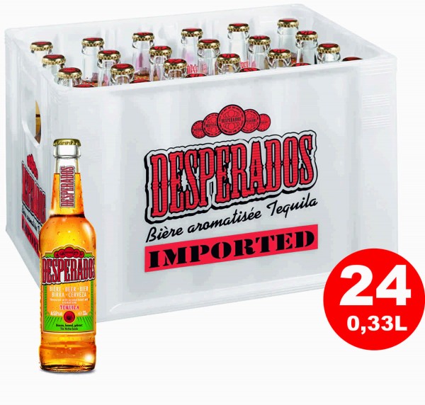 24 x Desperados Tequila Beer 0.33 liter 5,9 % vol.