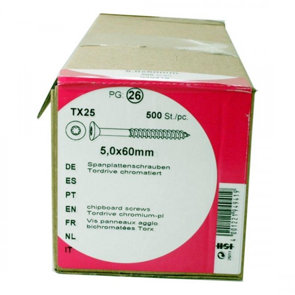 Chipboard screws gate drive chromated 5, 0 x 60 mm HW 500