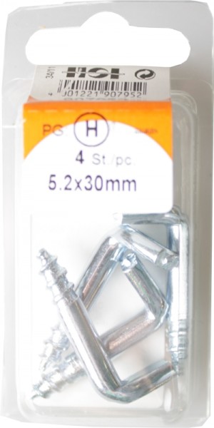 Slot screw hooks galvanized 5.2x30mm