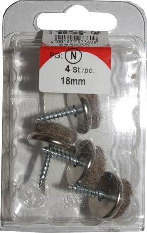 Felt glides metal grey 18 mm