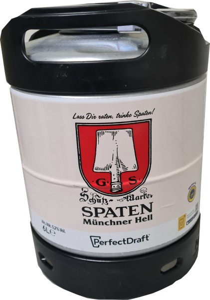4 x Spaten Münchner Hell Perfect Draft reusable 6 liter barrel 5.2% vol. Reusable deposit