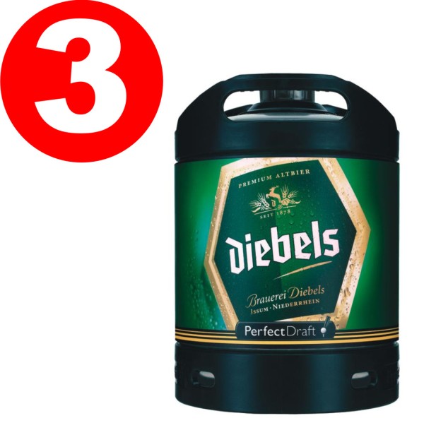 3 x Diebels Alt Perfect beer Draft keg 6 liters 4.9% vol.