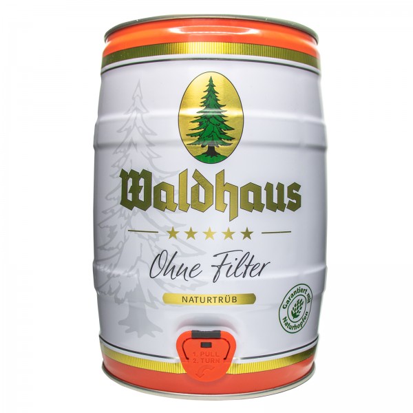 2 x Waldhaus sin Filter Naturtrüb 5 L party keg 5.6% vol. La cerveza de los hombres