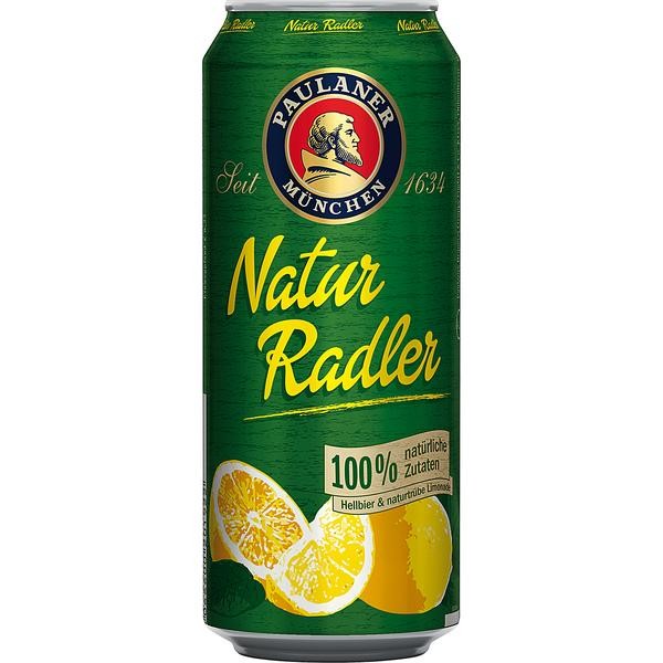 24 x 0.5L cans of Paulaner Natur-Radler 2.5% vol. One-way deposit