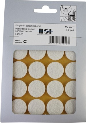 Felt glides self-adhesive white 22 mm