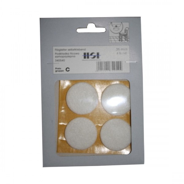 Felt glides self-adhesive white 35 mm