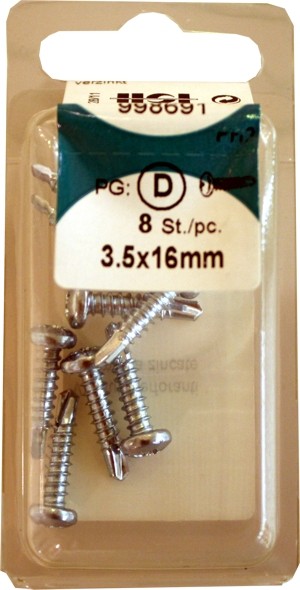 Liko 3, 5x16mm bright zinc-plated drill screws