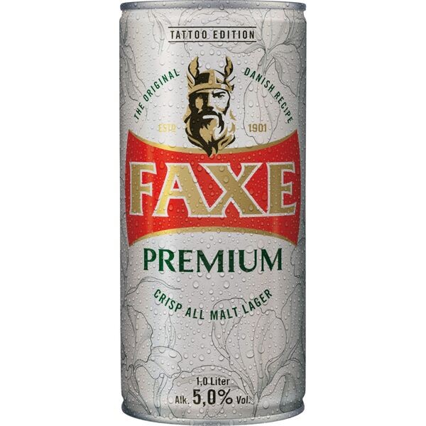 12 x Faxe Premium Danish Lager 5% vol 1 liter can