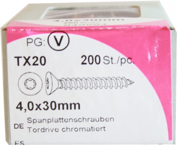 Chipboard screws gate drive chromated 4, 0 x 30 mm
