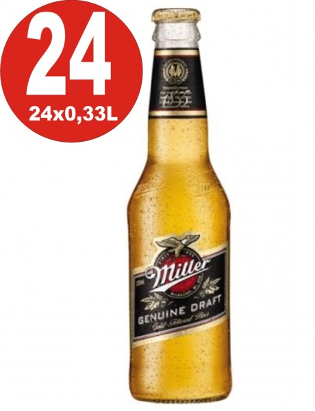 24 bottles Miller Genuine Draft USA beer 0,33L 4,7% vol. alc