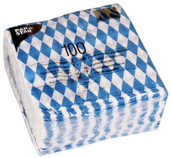 1 Pack x 100 Tissue - Napkins Bayernraute Bayrisch blue 16x16 cm