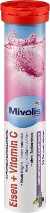 Mivolis 35 x Iron and Vitamin C Effervescent Tablets, 20 tablets, 82 g Dietary Supplement C