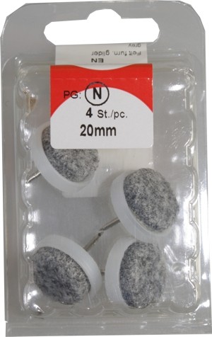 Felt pads white/grey 20 mm