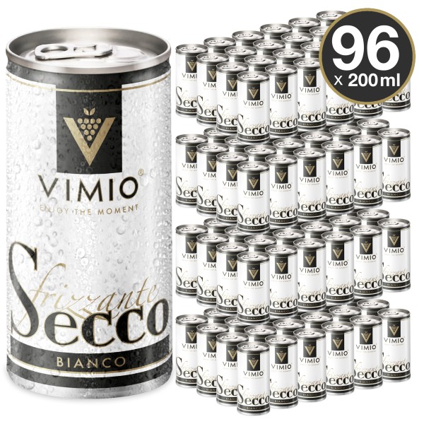 96 x Vimio Frizzante Secco bianco 10.5% vol 200 ml can