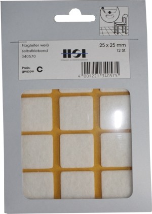 Felt glides self-adhesive 25x25mm