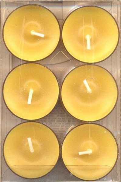 6 Tea lights, yellow
