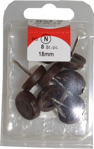 Chair glides plastic Brown 18 mm