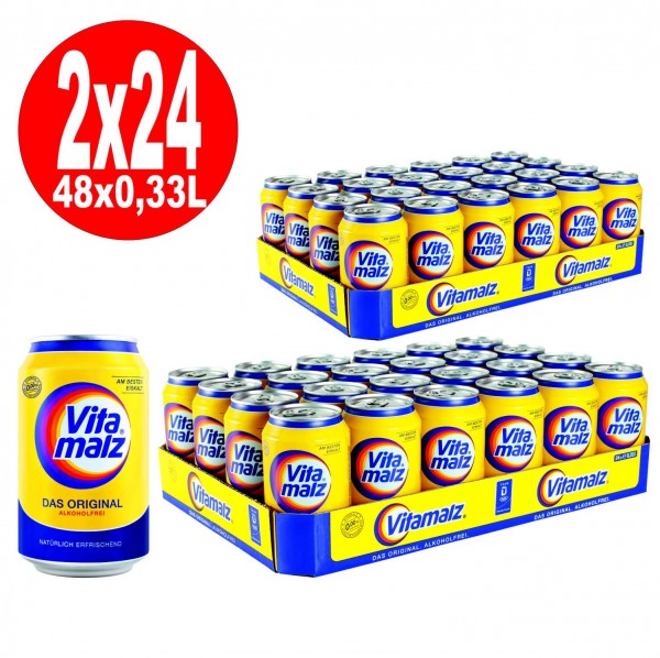 2 x 24 x cans of Vitamalz 0.33L cans non-alcoholic disposable