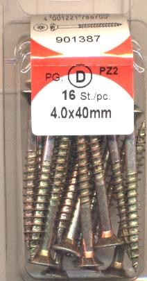 16 pcs Chipboard Screws Pozi chromated 4,0 x40mm