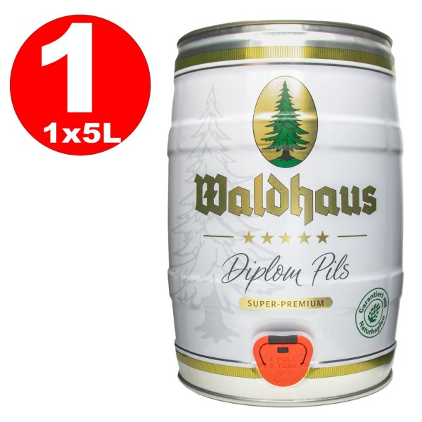 Waldhaus diplom pils 5 liters 4.9% vol. Party keg REDUCED MHD: MHD:30.11.2025