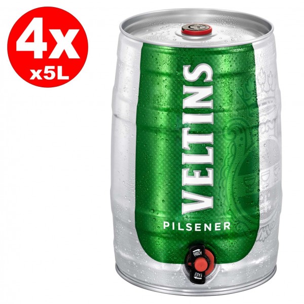 4 x Veltins Pilsener 5 liter party keg 4.8% vol.