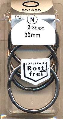 4 pcs stainless steel key rings, 30mm