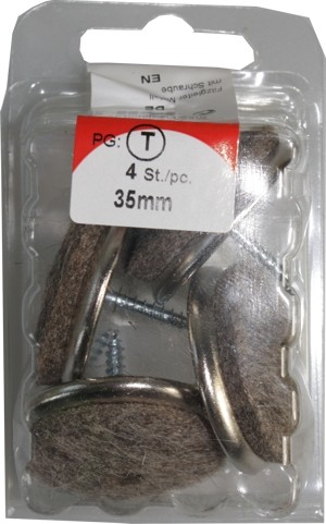 Felt glides metal grey 35 mm