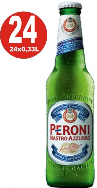 24 bottles Peroni Nastro Azzuro Italy 0,33L 5,5% vol. alc.