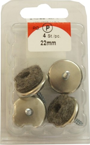 Felt glides metal grey 22 mm