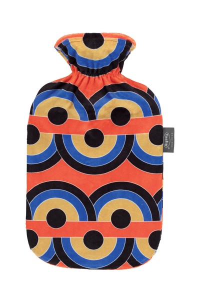 Fashy 67444 01 HOT BOTTLE WITH PRINTED FLUX COVER 2.0L Retro colorful, blue, orange beige