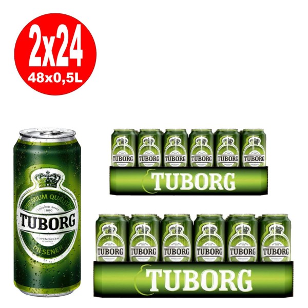 2 x Tuborg Pilsener from Denmark 24x 0.5L = 48 cans 4.9% vol. _One way