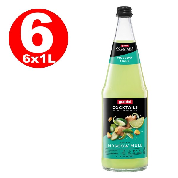 1 x 6 L Granini Moscow Mule Cocktail 1 liter glass bottles Premix MULTIWAY